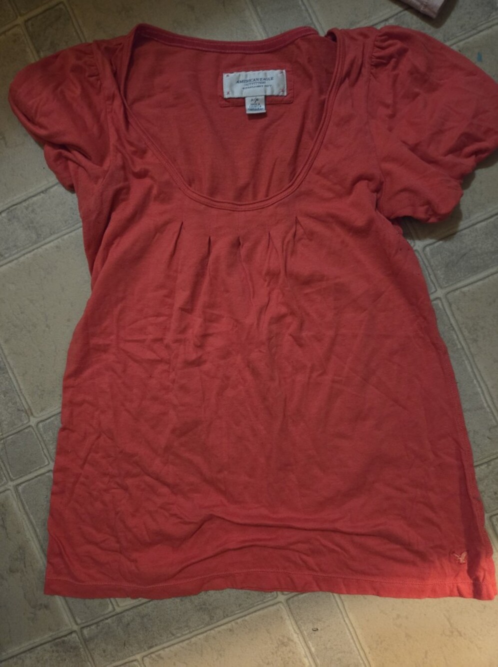 American Eagle Outfitters Coral Scoop-Neck Short Sleeve Top